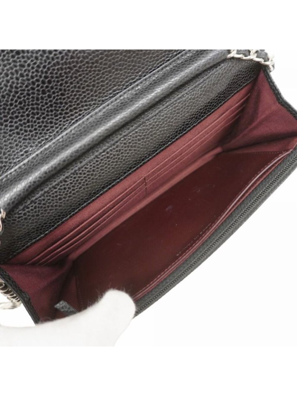 Chanel Shoulder Wallet Quilted Caviar Leather Black Silver - Picture 6 of 10